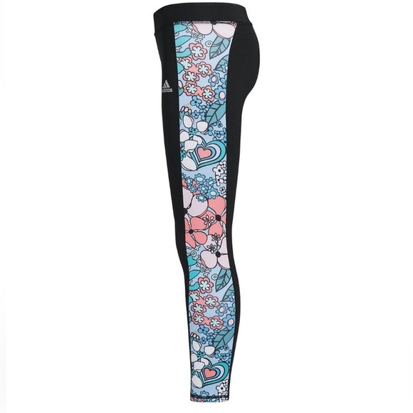 Girls Adidas Spring Flower Active Leggings, Floral, Colorful, size 14 - Picture 6 of 6